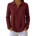 thumbnail image 2 of NominalSnug Sweatshirts for Women Long Sleeve Shirts V Neck Collared Loose Fit Pullover Tops, 2 of 8