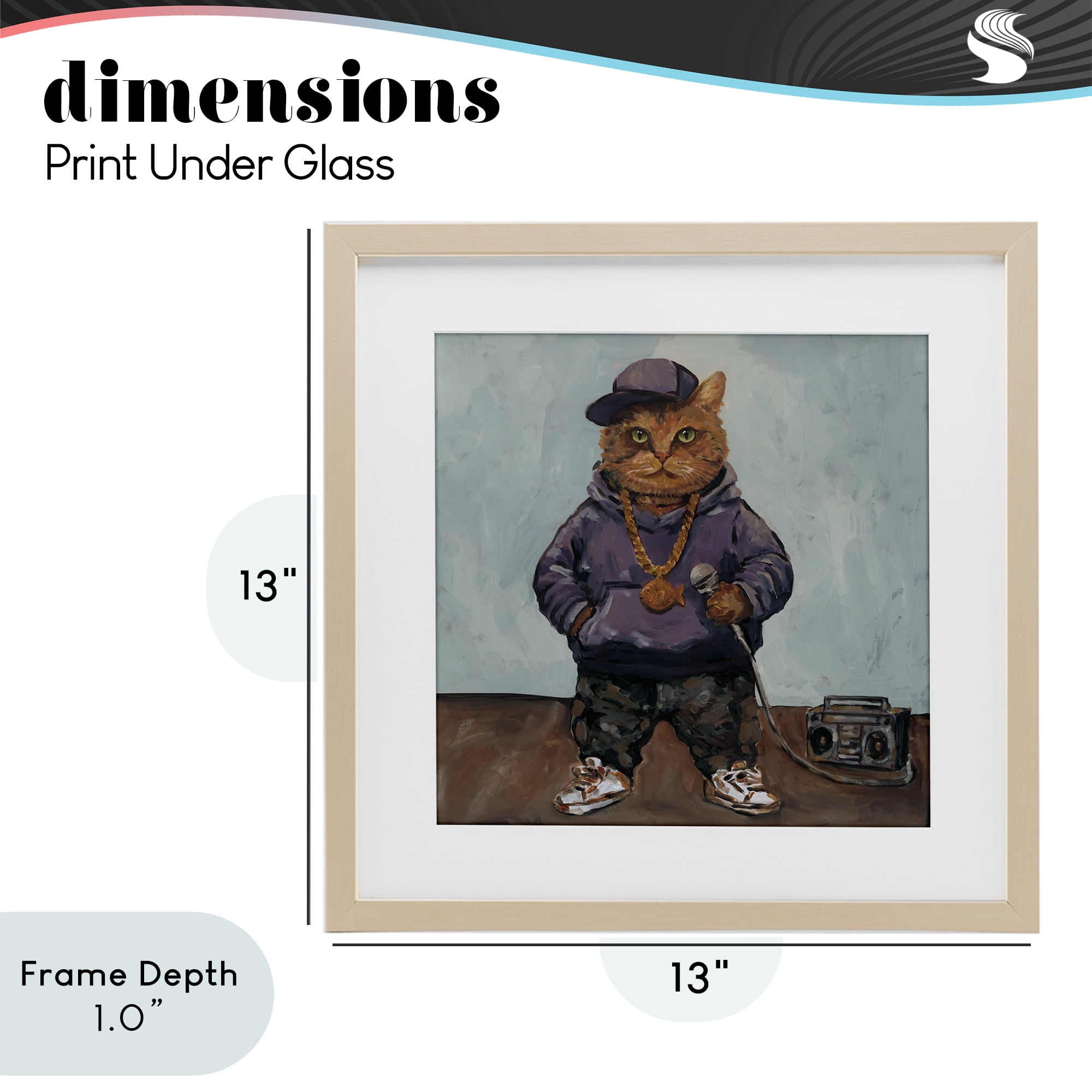 Stupell Industries Urban Hip-Hop Cat Birch Framed Print Under Glass, design by Studio Bautista