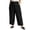 Black, variant on Plus Size Women's Textured Cropped Wide Leg Pants Ruffle High Waist Loose Business Casual Trousers with Pockets Loungewear Pants White