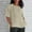Beige, variant on Dasayo Pleated Trendy Tops for Women 2025 Short Sleeve Cotton Linen Orange Solid Casual Split Blouses Women’s Blouses M