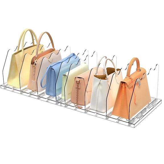 SOYO Adjustable Acrylic Shelf Divider for Closet, Clear Purse Organizers for Closet, Handbag Shelf Dividers, Clear Bookshelf Separator Organizers for House, Office Use, Clear