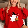 thumbnail image 6 of DJDLJWCJ Girls Halloween Fleece Sweatshirt Long Sleeve Crew Neck Oversized Graphic Pullover Kids Fall Casual Halloween Sweatshirts Red Size 9, 6 of 7