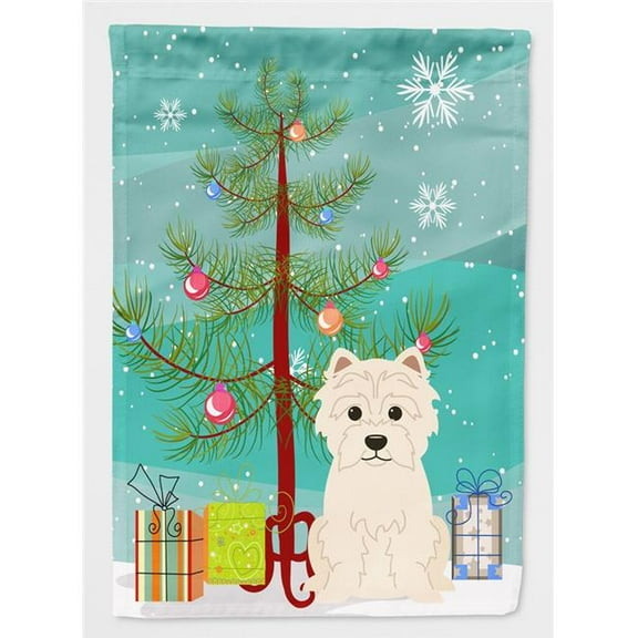 Carolines Treasures BB4167CHF Merry Christmas Tree Westie Flag Canvas House Size