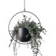 thumbnail image 1 of Maceta colgante de metal, cesta colgante negra para fijación a pared y techo, clorofito, suculentas verdes, plantas artificiales redondas (hy), 1 of 5