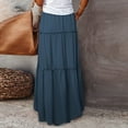 thumbnail image 6 of BRDFRL Skirts for Women Summer Boho Casual Maxi Flowy Elastic High Waist A-Line Tiered Swing Floral Long Skirts with Pockets Blue L, 6 of 6