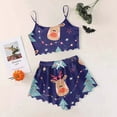 thumbnail image 4 of YuYuBao Womens Pajamas Sets Christmas Cartoon Deer Print Shorts Lace Trim Cami Top Shorts Sleepwear Pajamas Sets, 4 of 4