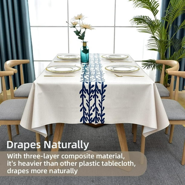 Nappe Rectangulaire Imperméable en PVC, Nappe de Table Plastique