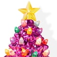 thumbnail image 3 of Ceramic Christmas Tree Night Light - Pink Plug-in Decorative Night Light with 28 Bulbs and Star Topper, 3 of 7
