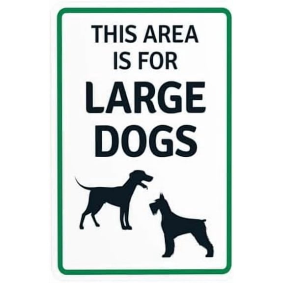 This Area Is For Large Dogs With Paws Print Warning Sign, Dog Park Regulation Metal Signs for Business Home Outdoor Indoor Street Wall Caution Custom Decor 8 x 12 Inch
