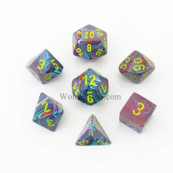 Mosaic Festive Dice with Yellow Numbers 16mm (5/8in) Set of 7 Chessex