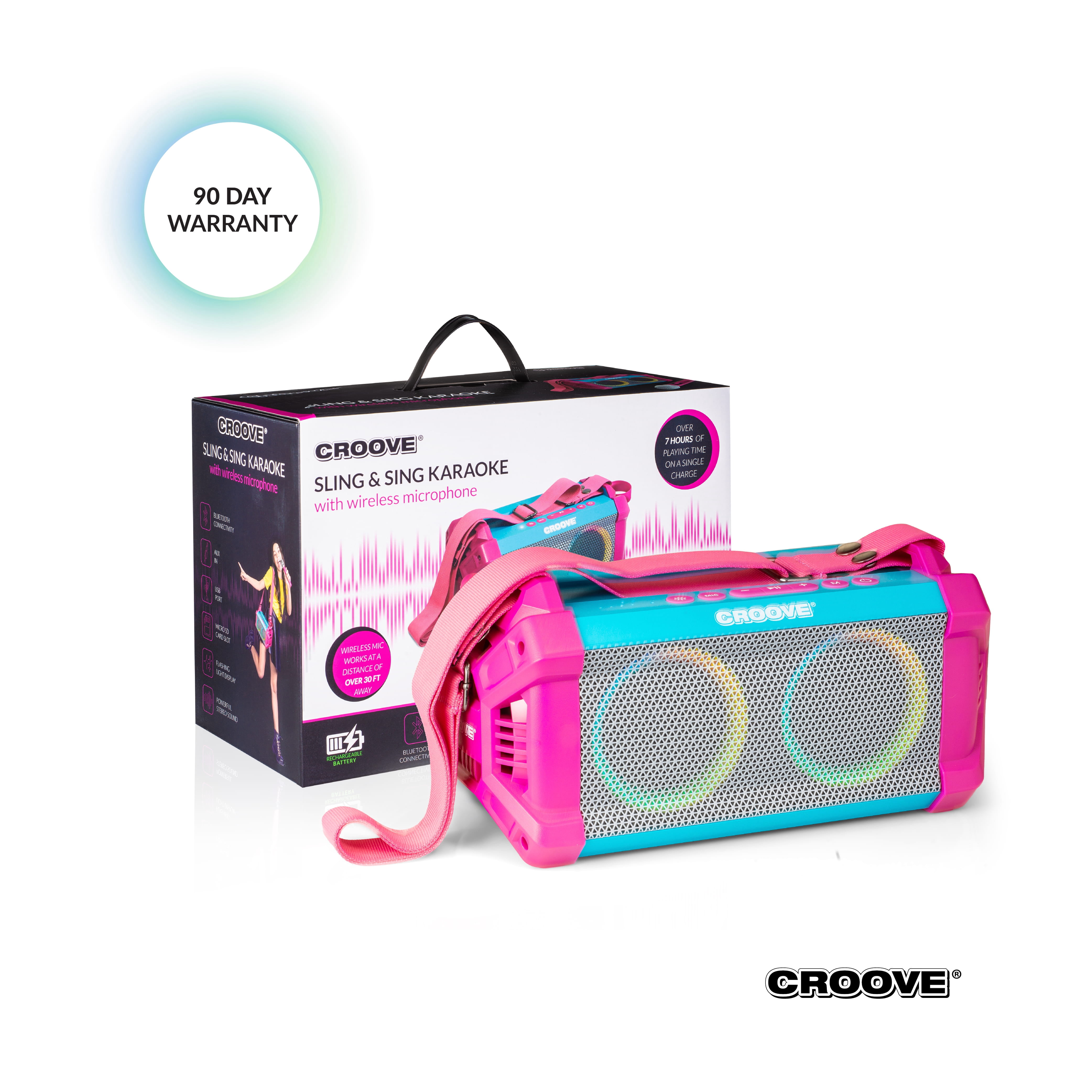 Croove Portable Karaoke Machine with Wireless Microphone and Bluetooth Speaker