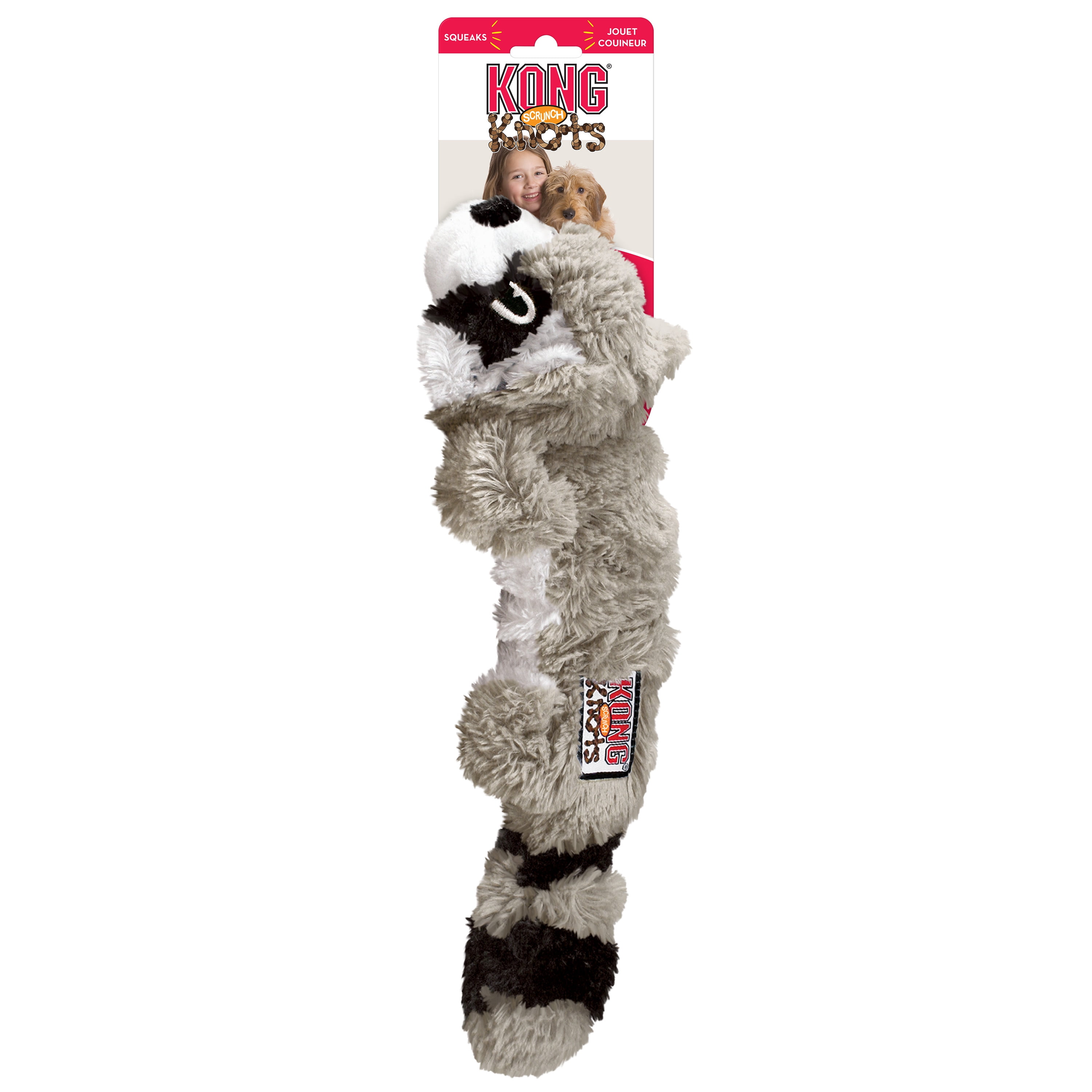 KONG® Scrunch Knots Stuffing Free Dog Toy, Racoon, Medium/Large