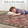 thumbnail image 4 of Ultrug Vintage Floral Rugs Soft Boho Area Rug Indoor Carpet for Living Room Bedroom Home Decor,4'x6',Dark Red, 4 of 7