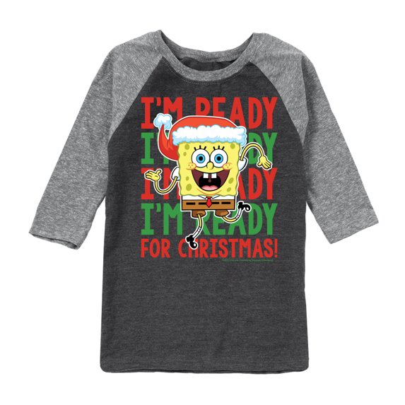 SpongeBob SquarePants - I'm Ready For Christmas - Toddler And Youth Raglan Graphic T-Shirt