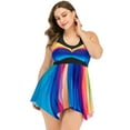 thumbnail image 6 of Jacenvly Plus Size Swimsuit for Women Swimdress Two-Piece Swimwear with Flared Skirt Bikini Bathing Suits Multicolor, 6 of 10