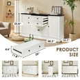 thumbnail image 2 of Magic Union 58" Farmhouse Sideboard Buffet Cabinet, Coffee Bar Cabinet with 2 Large Drawers & 4 Grooved Barn Doors, Wood Storage Cabinets for Dinning Room, Kitchen, Living Room, White, 2 of 8