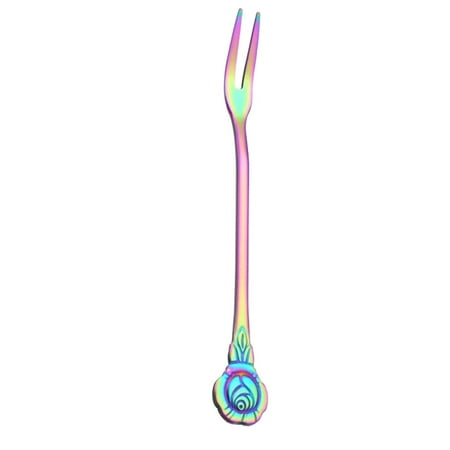 

304 Stainless Steel Flower Seven Color Dessert fork Fruit fork