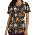 thumbnail image 2 of VKOYWKM Halloween Scrub Shirts for Women Funny Pumpkin Ghost Graphic Nurse Uniforms Short Sleeve V Neck Nursing Scrubs Holiday Tops with Pockets, 2 of 5