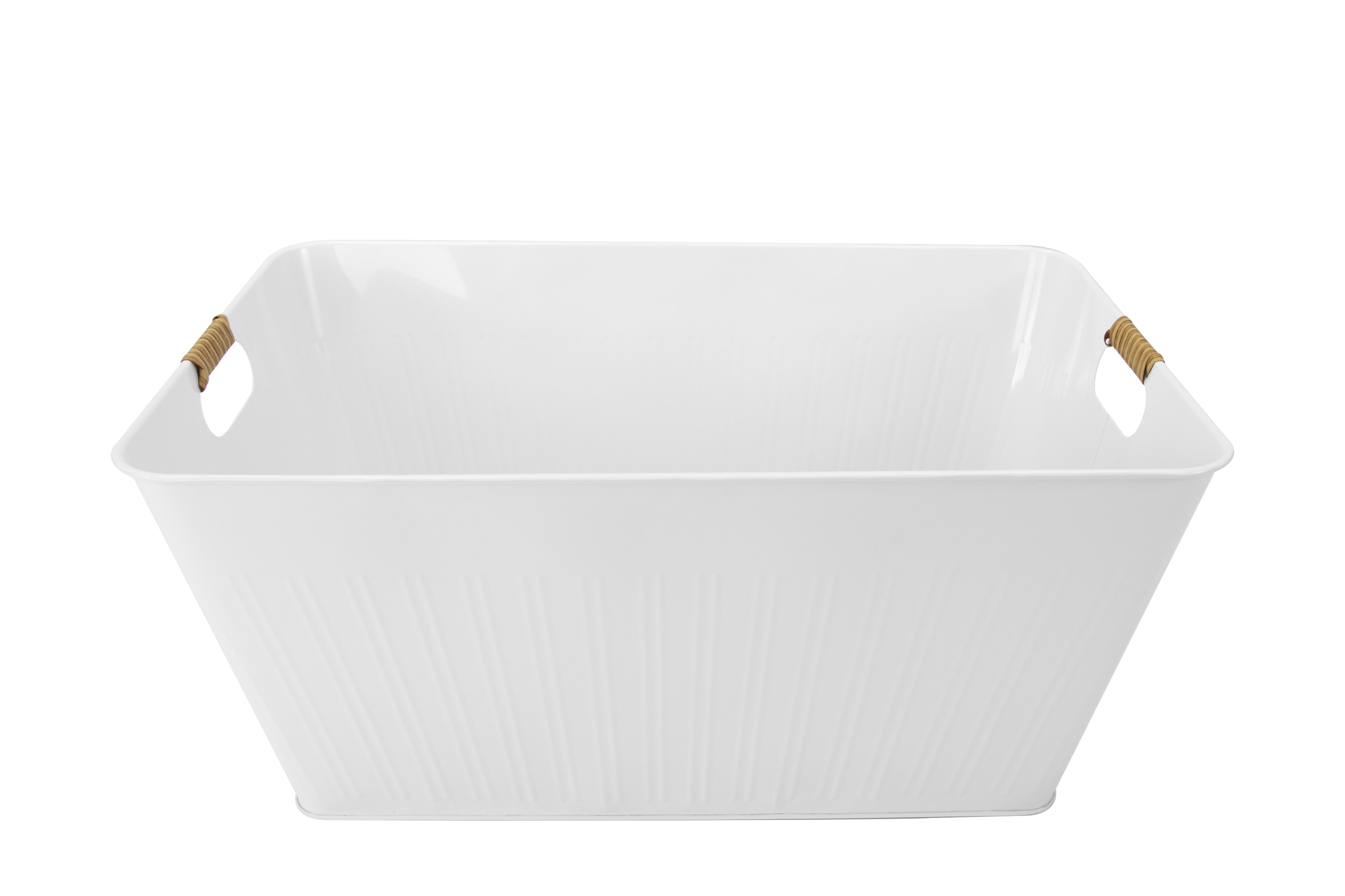 Better Homes & Gardens White Large Rectangle Galvanized Tub, 21.96" x 14.96"