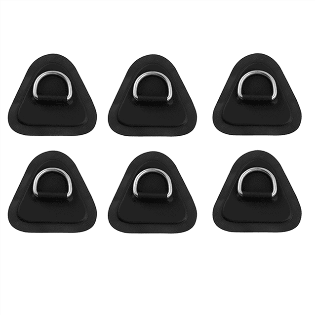 6PCS D-Ring Patch for Inflatable Boat Kayak Dinghy SUP, D-Ring PVC Patch Stand-Up Paddleboard Canoe Rafting Black