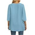 thumbnail image 5 of USSUMA T-Shirts for Women Trendy Solid Color Women's Shirts and Blouses Batwing Short Sleeve Female Tops Dressy Casual Summer Oversized Chiffon Boho V Neck Plus Tunics Beach, 5 of 8