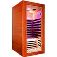thumbnail image 3 of Single Person Infrared Sauna with 7 Epoxy Heaters & Oguman Wood - Home Use with Bluetooth Speakers & Towel Rails, 3 of 6