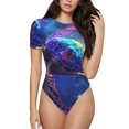 thumbnail image 1 of Balery Starry Sky Turtle Body de cuello redondo de manga corta para mujer Tops de manga corta Tops básicos-Medium, 1 of 7