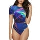 thumbnail image 1 of Balery Starry Sky Turtle Body de cuello redondo de manga corta para mujer Tops de manga corta Tops básicos-Large, 1 of 7