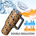 thumbnail image 5 of Leopard Print 40oz Tumbler– Stainless Steel Insulated Tumbler with Handle and Straw, Large Capacity Travel Cup for Hot & Cold Drinks, 5 of 6