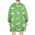 thumbnail image 2 of Wearable Oversized Blanket,Green Dinosaur Silhouette Pattern Wearable Blanket Hoodie for Adults,Cozy Hooded Blankets with Super Pockets,Super Warm Fuzzy Pullover for Women & Men, 2 of 6
