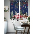 thumbnail image 4 of Blue Christmas Sheer Curtains 63 Inch Length 2 Panels Set Window Treatments, Xmas Snowman Truck Snowflake Tree Balls Rod Pocket Semi Curtains for Living Room/Bedroom/Kitchen Décor, 104"W x 63"L, 4 of 7