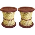 thumbnail image 1 of Natural Geo Moray Accent Stool (Set of 2) - Handwoven Rusty Red, 1 of 5