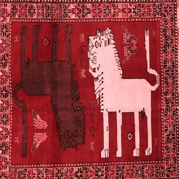 Ahgly Company Indoor Square Animal Red Traditional Area Rugs, 5' Square