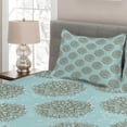 thumbnail image 2 of Ambesonne Turquoise Quilted Coverlet 3 Pcs, Vintage Flowers, King Size, Blue Brown, 2 of 3
