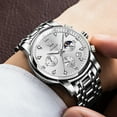 thumbnail image 4 of OLEVS Watches for Men, Mens Watches Gifts for Men Chronograph Analog Quartz Luxury Casual Classic Diamond Waterproof Luminous Silver Stainless Steel Reloj para Hombre, 4 of 12