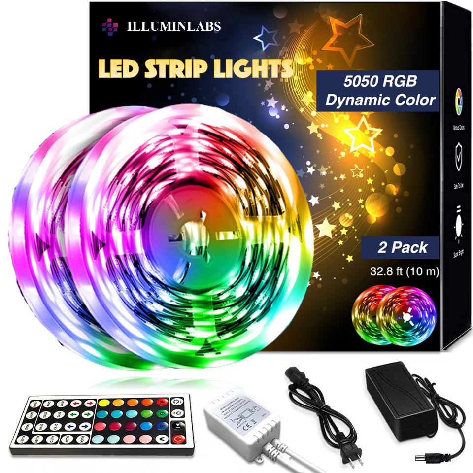DAYBETTER Flexible LED Strip Lights Kit 32.8 ft RGB with Remote 