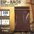 thumbnail image 2 of Amber Zipper Storage Bags, 3 Mil Light-Reducing Poly, 100 Count, 4 x 6 in, 2 of 7