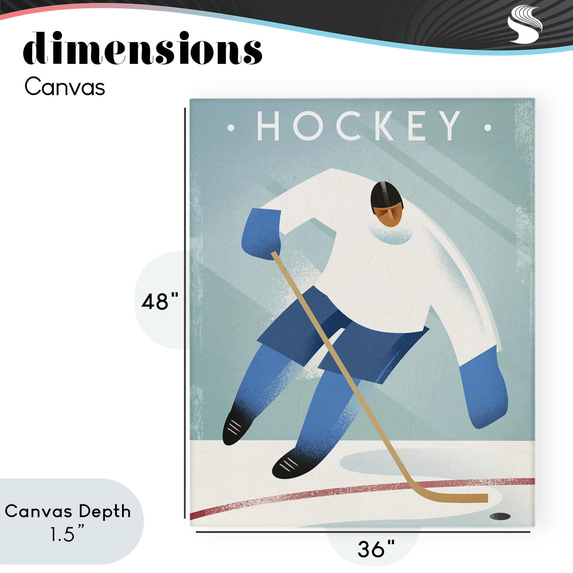 Stupell Industries Vintage Hockey Player Canvas Wall Art, design by Martin Wickstrom