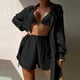 thumbnail image 1 of Blusa Trajes de playa de 2 piezas traje de baño de manga larga cubrir trajes de verano para mujeres Ygjytge Negro T M para Mujer, 1 of 7