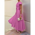 thumbnail image 5 of Women'S 2 Piece Skirt Sets Summer Short Sleeve Top Flowy Long Skirts Travel Vacation Outfits Pink L, 5 of 7