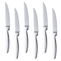 Buyer Star Kitchen Steak Knives Set of 6, 8.6 Inches Heavy Duty Steak Knife Sets, Stainless Steel Non-Stick Silverware Set for Home, Restaurant, Party, Wedding, Dishwasher Safe