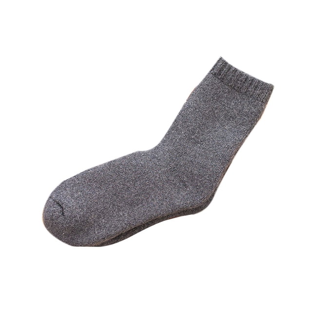 Baberdicy Socks Autumn and Winter Heavy Wool Socks Solid Color Medium Tube Socks Thick Warm Hoop Socks Stockings and Fluffy Towel Socks Mens Socks Dark Gray