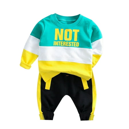 

Toddler Boys Clothes Letter Print Long Sleeve Crew Neck Sweatshirt + Sweatpants Fall Winter Outfits Set 4-5 Years