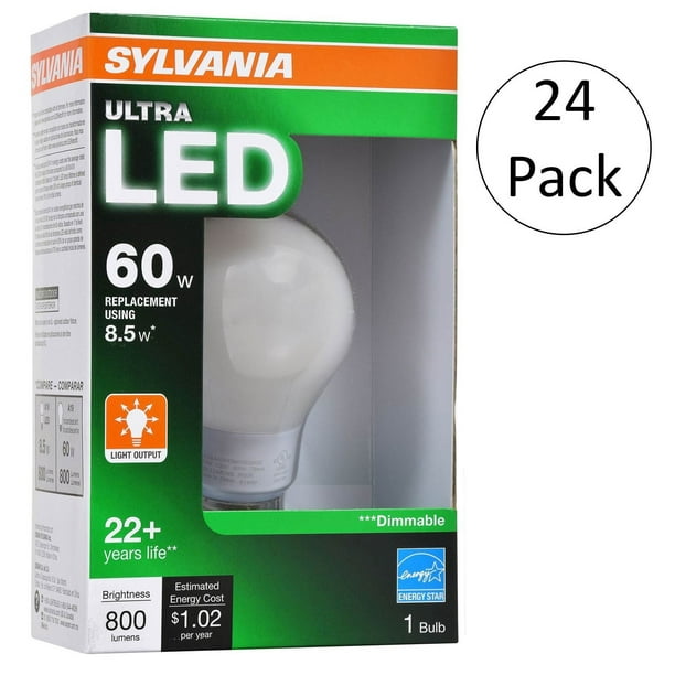Sylvania Ultra 60W 2700K Dimmable Soft White Energy Star LED Ampoule, 24 Pièces