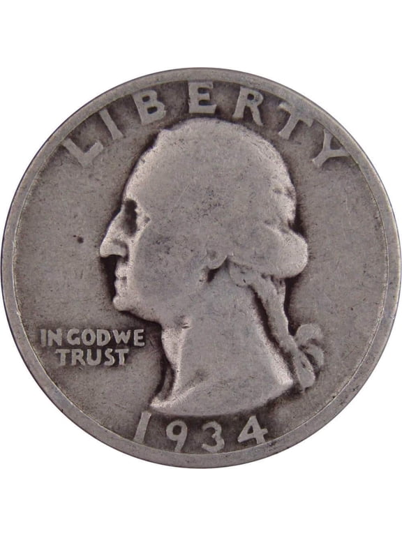 Collectible 1934 Medium Motto Washington Silver Quarter Circulated 25c Coin