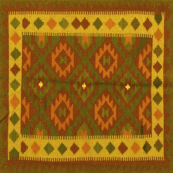 Ahgly Company Indoor Square Southwestern Yellow Country Area Rugs, 3' Square