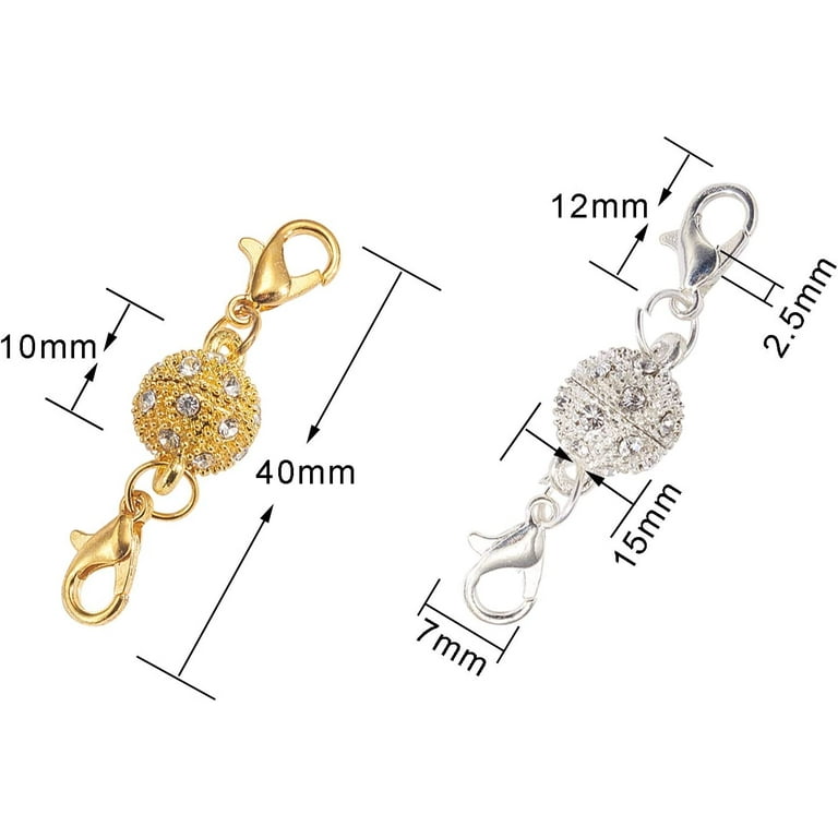 Set 4 Magnetic Jewelry Clasps Easy-Open Rhinestone Hearts Clip to
