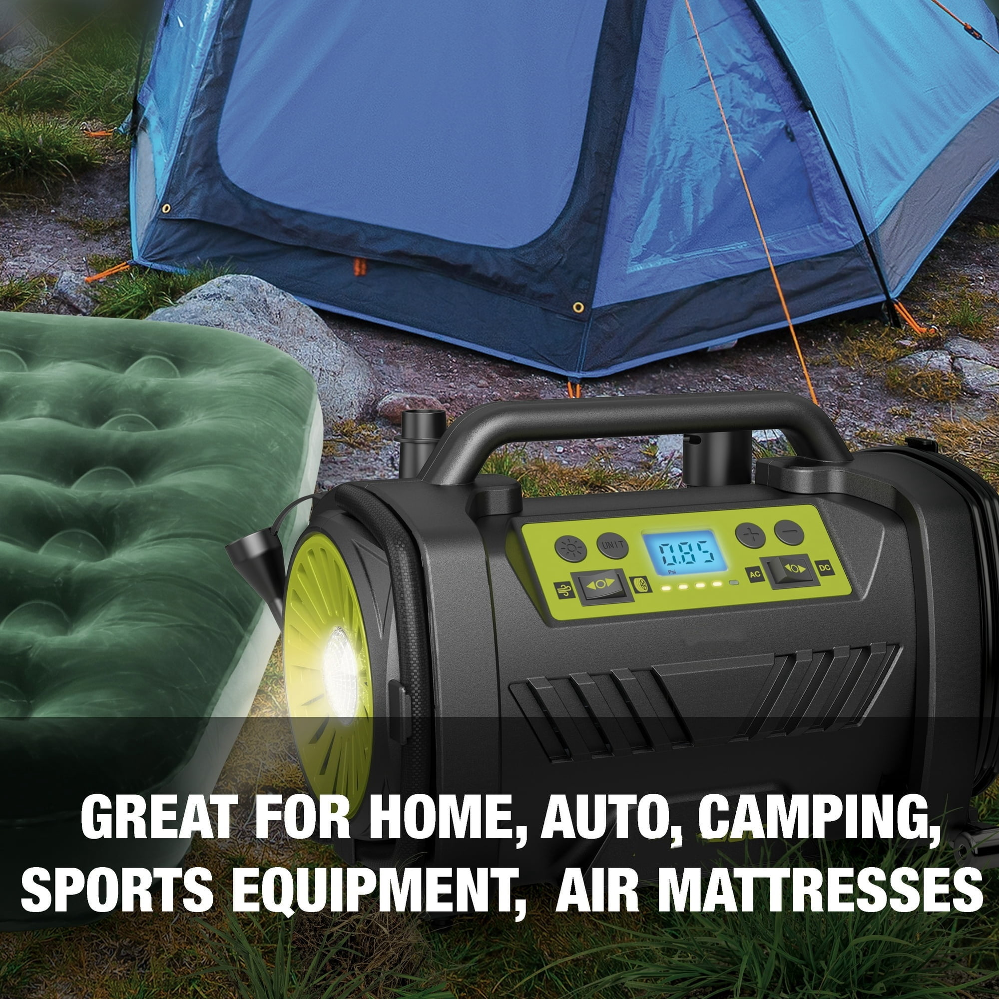 Maircle AC/DC Tire Inflator, 3 in 1 Portable Air Compressor for Car Tires with Auto Shut-off, LED Light, 150PSI Air Pump for Cars, Balls, Motorcycles
