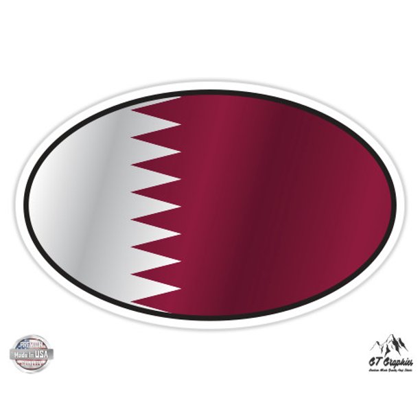 Qatar Flag Oval 12" Vinyl Sticker Waterproof Decal