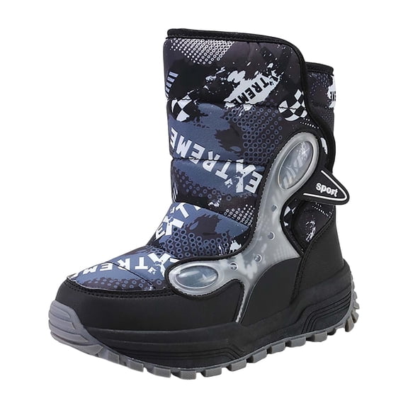 JAHH Baby Boots Girls Boys Snow Boots Outdoor Warm Comfortable Non Slip Mid Calf Padded Small Big Kids Winter Shoes Winter Boots Waterproof with Lined(6-7 Years,Black)